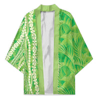 Hawaii Prince Kuhio Kimono Lime Green Hawaiian Lau Maia With Leis