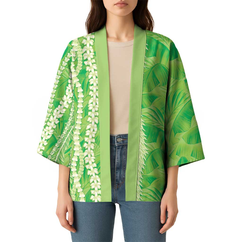 Hawaii Prince Kuhio Kimono Lime Green Hawaiian Lau Maia With Leis