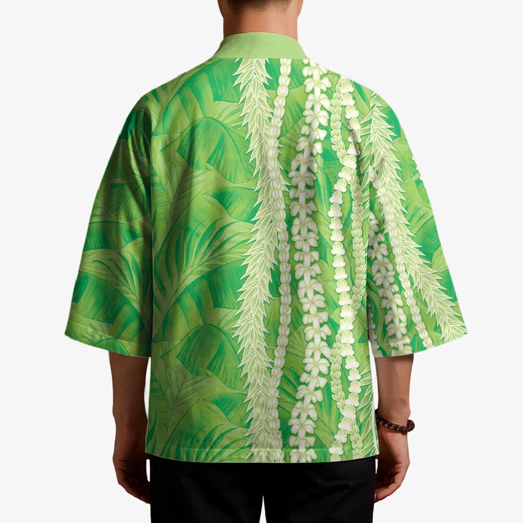 Hawaii Prince Kuhio Kimono Lime Green Hawaiian Lau Maia With Leis