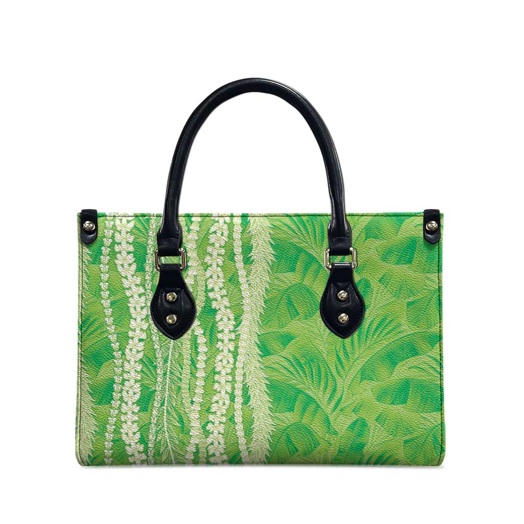 Hawaii Prince Kuhio Leather Bag Lime Green Hawaiian Lau Maia With Leis