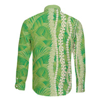 Hawaii Prince Kuhio Long Sleeve Button Shirt Lime Green Hawaiian Lau Maia With Leis