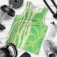Hawaii Prince Kuhio Men Tank Top Lime Green Hawaiian Lau Maia With Leis