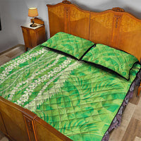 Hawaii Prince Kuhio Quilt Bed Set Lime Green Hawaiian Lau Maia With Leis