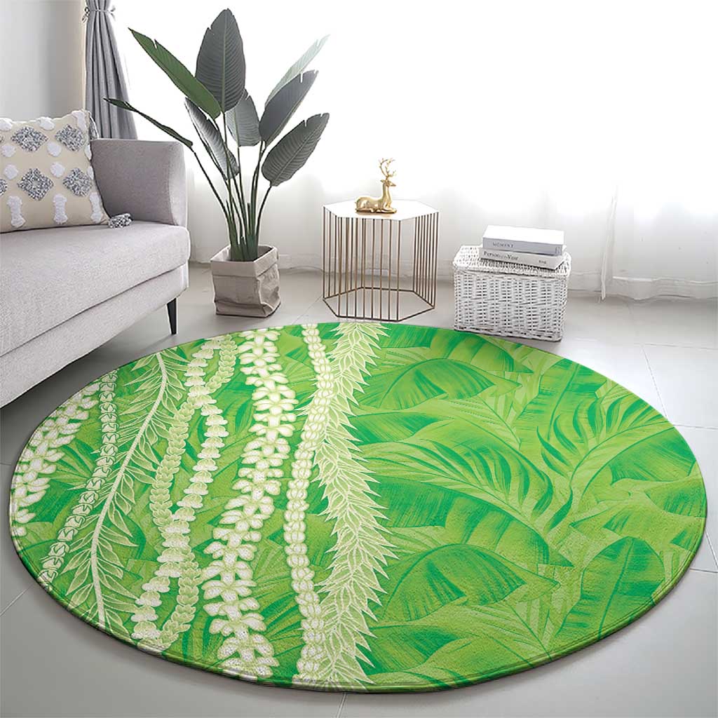 Hawaii Prince Kuhio Round Carpet Lime Green Hawaiian Lau Maia With Leis