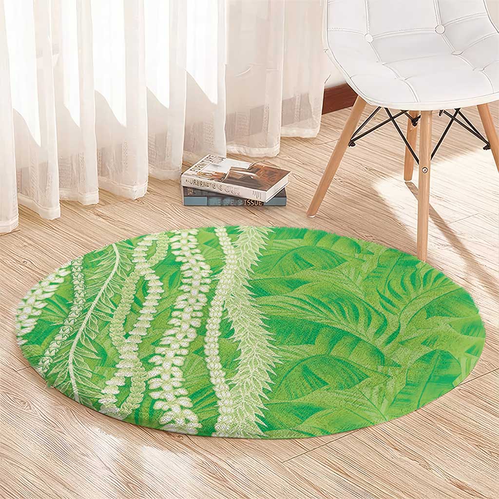 Hawaii Prince Kuhio Round Carpet Lime Green Hawaiian Lau Maia With Leis
