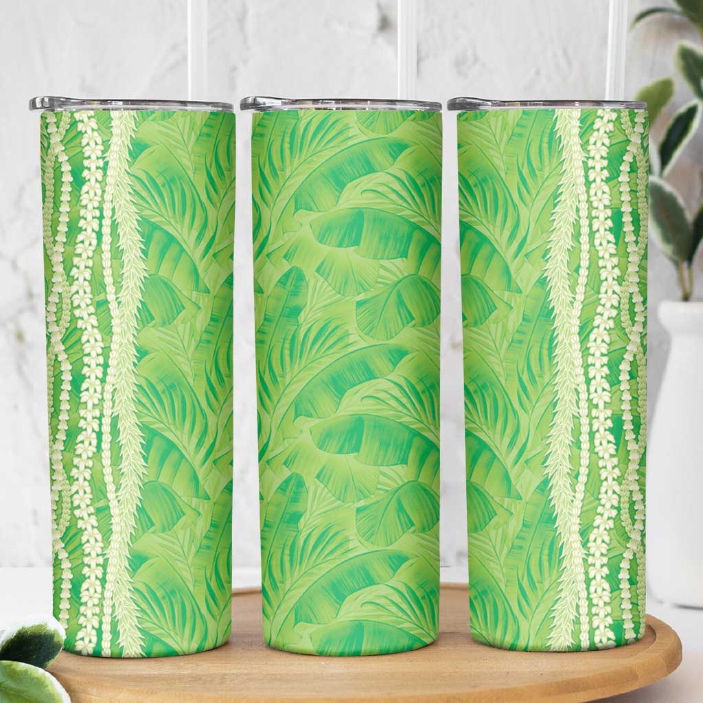 Hawaii Prince Kuhio Skinny Tumbler Lime Green Hawaiian Lau Maia With Leis