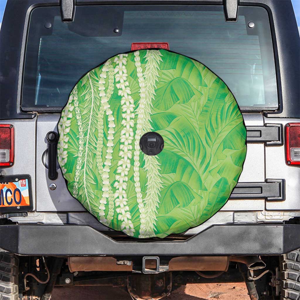Hawaii Prince Kuhio Spare Tire Cover Lime Green Hawaiian Lau Maia With Leis
