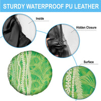 Hawaii Prince Kuhio Spare Tire Cover Lime Green Hawaiian Lau Maia With Leis
