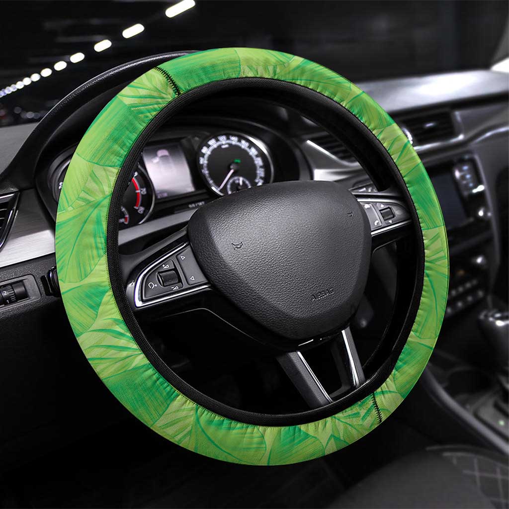 Hawaii Prince Kuhio Steering Wheel Cover Lime Green Hawaiian Lau Maia With Leis