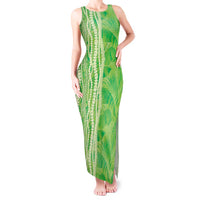 Hawaii Prince Kuhio Tank Maxi Dress Lime Green Hawaiian Lau Maia With Leis