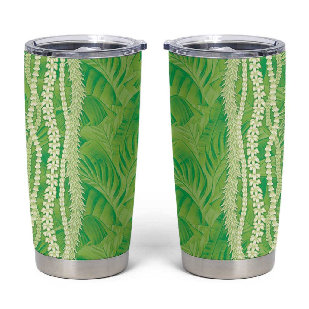 Hawaii Prince Kuhio Tumbler Cup Lime Green Hawaiian Lau Maia With Leis