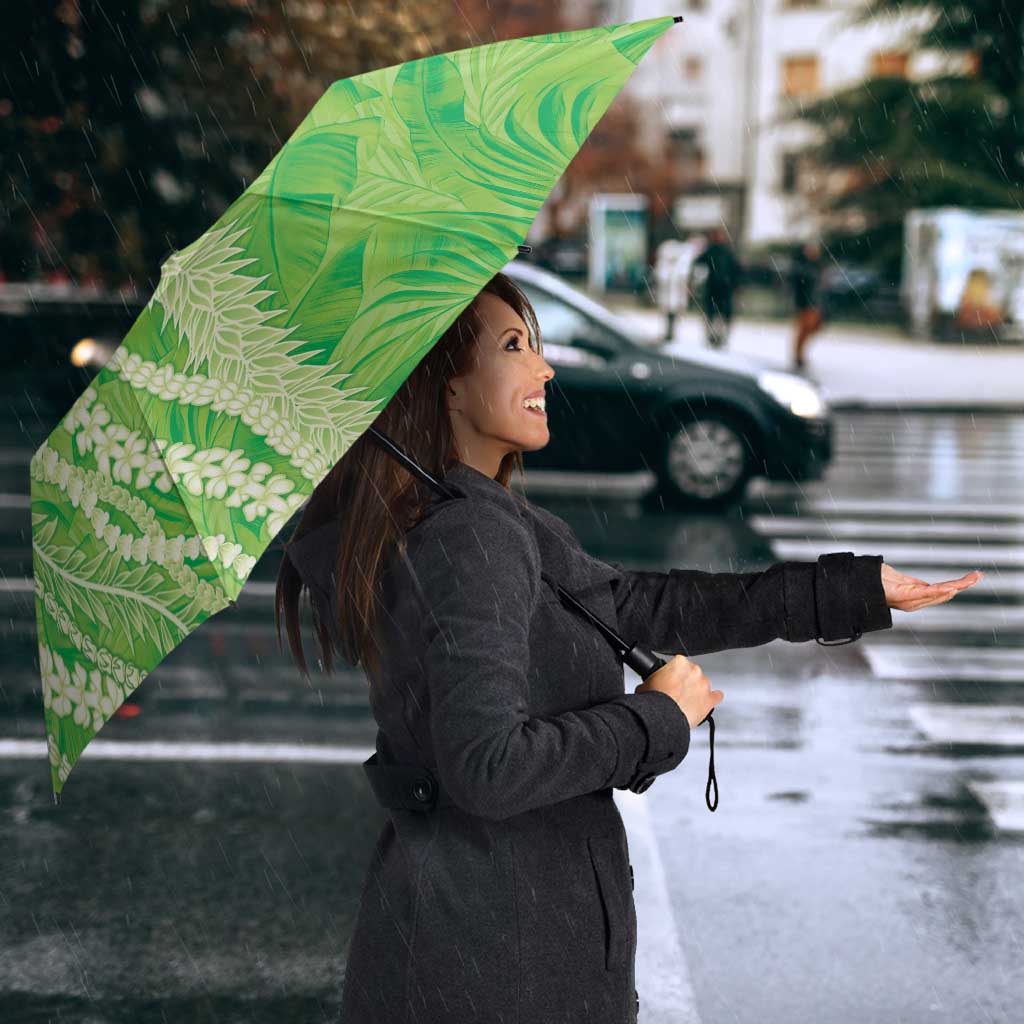 Hawaii Prince Kuhio Umbrella Lime Green Hawaiian Lau Maia With Leis LT05 - Polynesian Pride