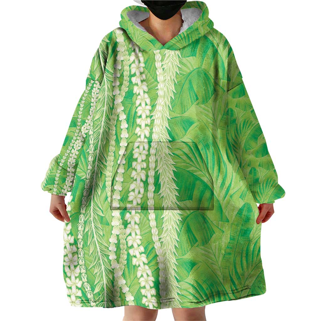 Hawaii Prince Kuhio Wearable Blanket Hoodie Lime Green Hawaiian Lau Maia With Leis