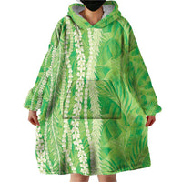 Hawaii Prince Kuhio Wearable Blanket Hoodie Lime Green Hawaiian Lau Maia With Leis