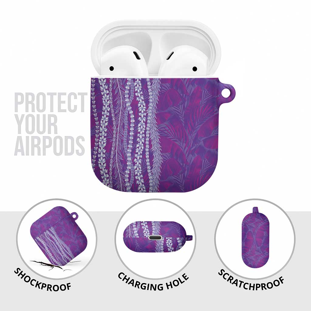 Hawaii Prince Kuhio AirPods Case Violet Hawaiian Lau Maia With Leis