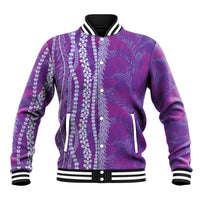 Hawaii Prince Kuhio Baseball Jacket Violet Hawaiian Lau Maia With Leis