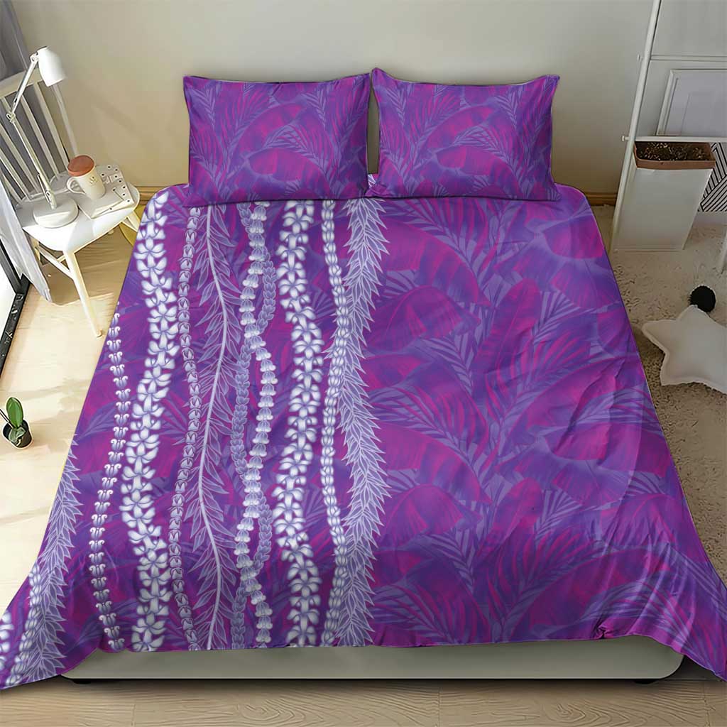 Hawaii Prince Kuhio Bedding Set Violet Hawaiian Lau Maia With Leis
