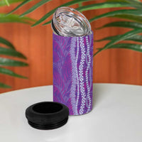 Hawaii Prince Kuhio 4 in 1 Can Cooler Tumbler Violet Hawaiian Lau Maia With Leis