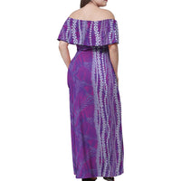Hawaii Prince Kuhio Family Matching Off Shoulder Maxi Dress and Hawaiian Shirt Violet Hawaiian Lau Maia With Leis LT05 - Polynesian Pride