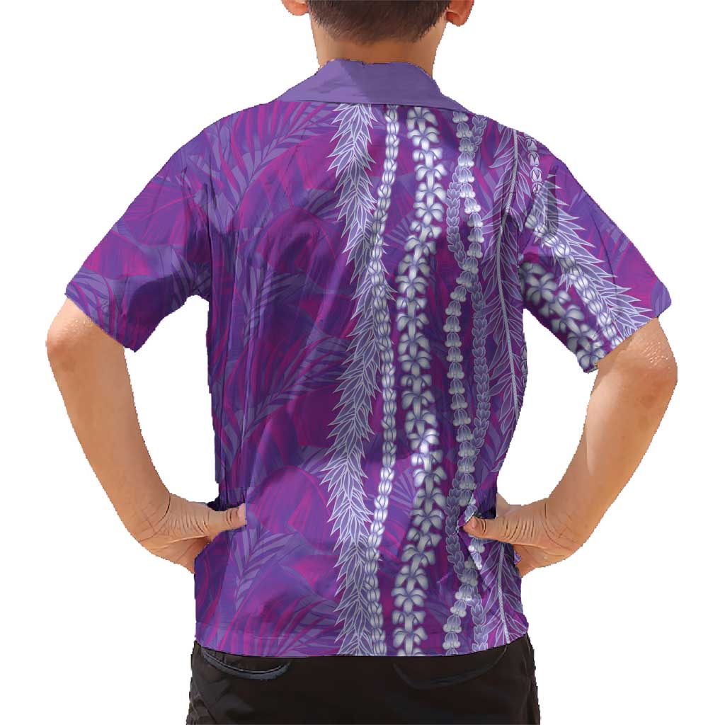 Hawaii Prince Kuhio Family Matching Off Shoulder Short Dress and Hawaiian Shirt Violet Hawaiian Lau Maia With Leis LT05 - Polynesian Pride