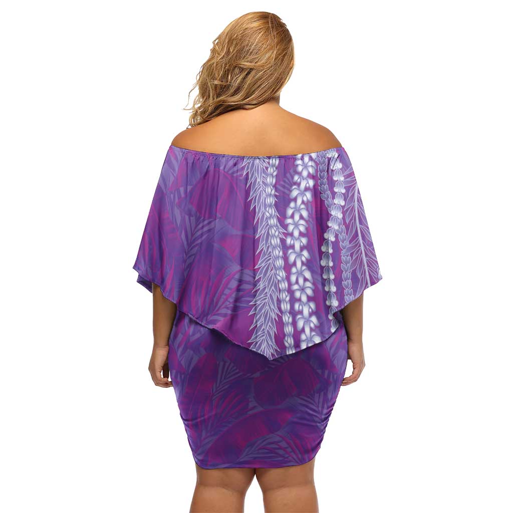 Hawaii Prince Kuhio Family Matching Off Shoulder Short Dress and Hawaiian Shirt Violet Hawaiian Lau Maia With Leis LT05 - Polynesian Pride