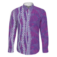 Hawaii Prince Kuhio Family Matching Short Sleeve Bodycon Dress and Hawaiian Shirt Violet Hawaiian Lau Maia With Leis LT05 Dad's Shirt - Long Sleeve Violet - Polynesian Pride