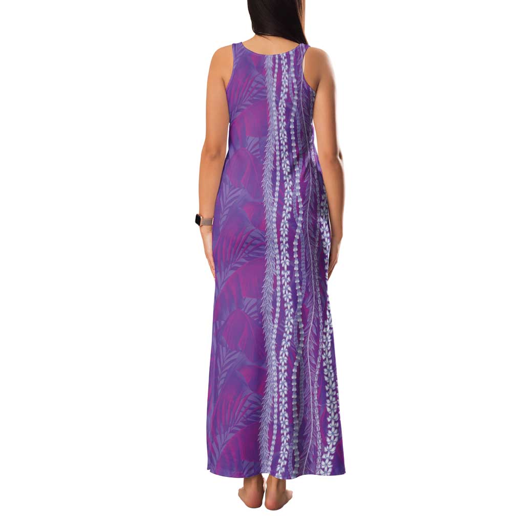 Hawaii Prince Kuhio Family Matching Tank Maxi Dress and Hawaiian Shirt Violet Hawaiian Lau Maia With Leis LT05 - Polynesian Pride