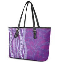 Hawaii Prince Kuhio Leather Tote Bag Violet Hawaiian Lau Maia With Leis