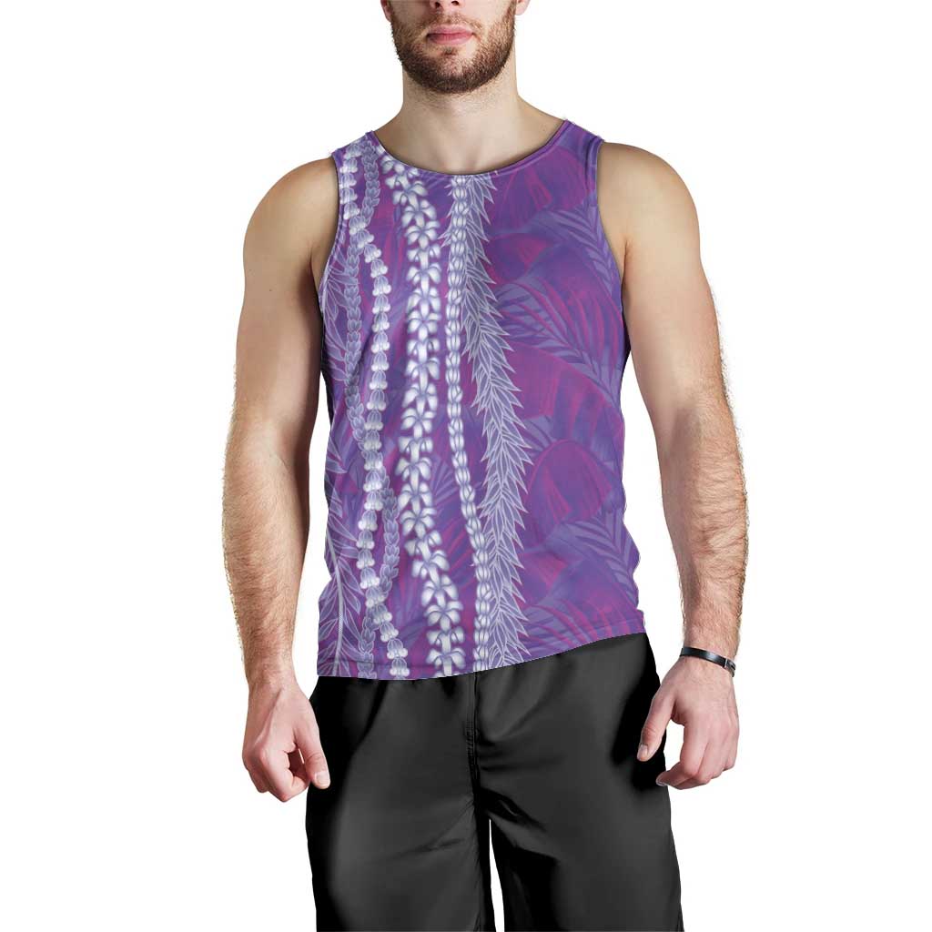 Hawaii Prince Kuhio Men Tank Top Violet Hawaiian Lau Maia With Leis