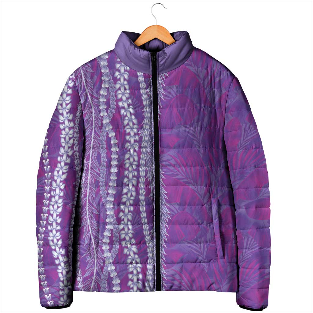 Hawaii Prince Kuhio Padded Jacket Violet Hawaiian Lau Maia With Leis
