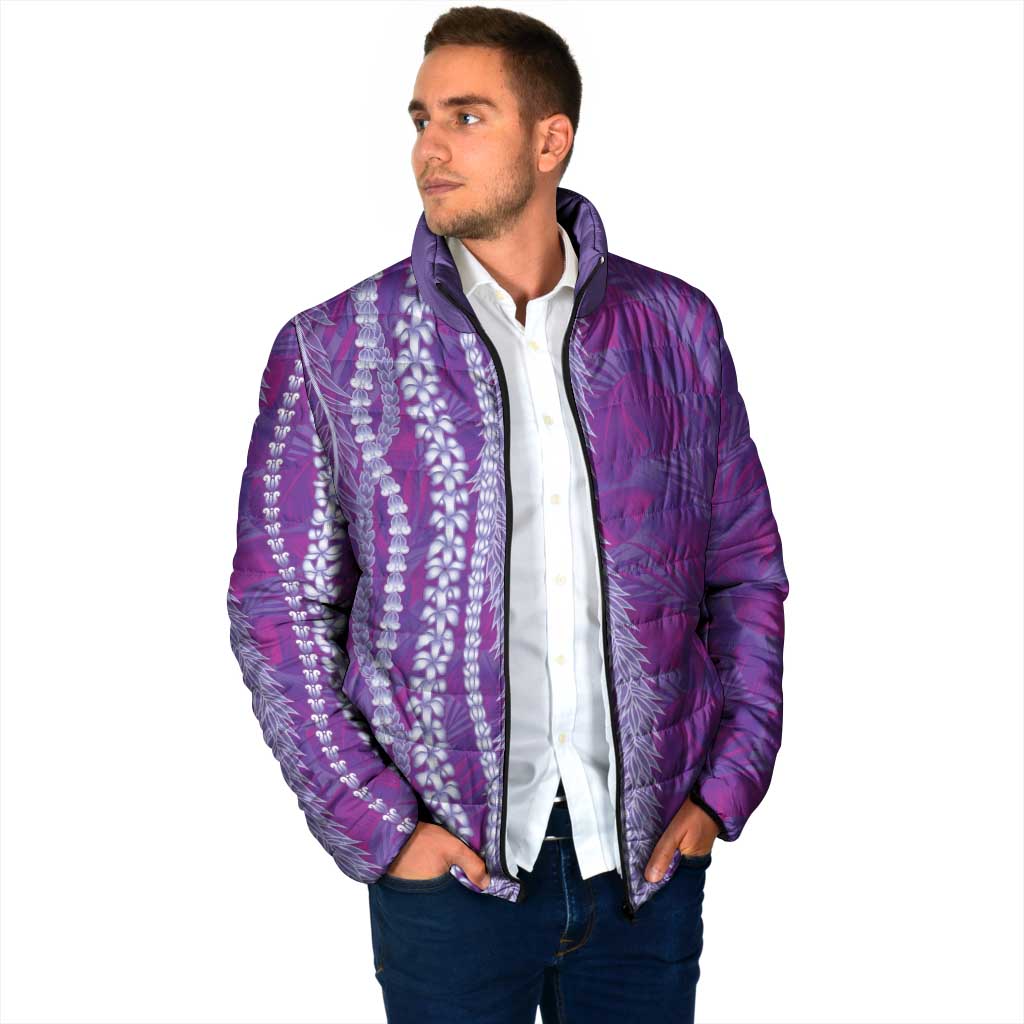 Hawaii Prince Kuhio Padded Jacket Violet Hawaiian Lau Maia With Leis
