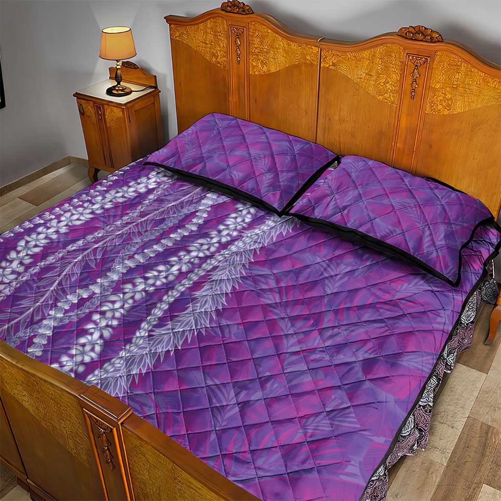 Hawaii Prince Kuhio Quilt Bed Set Violet Hawaiian Lau Maia With Leis