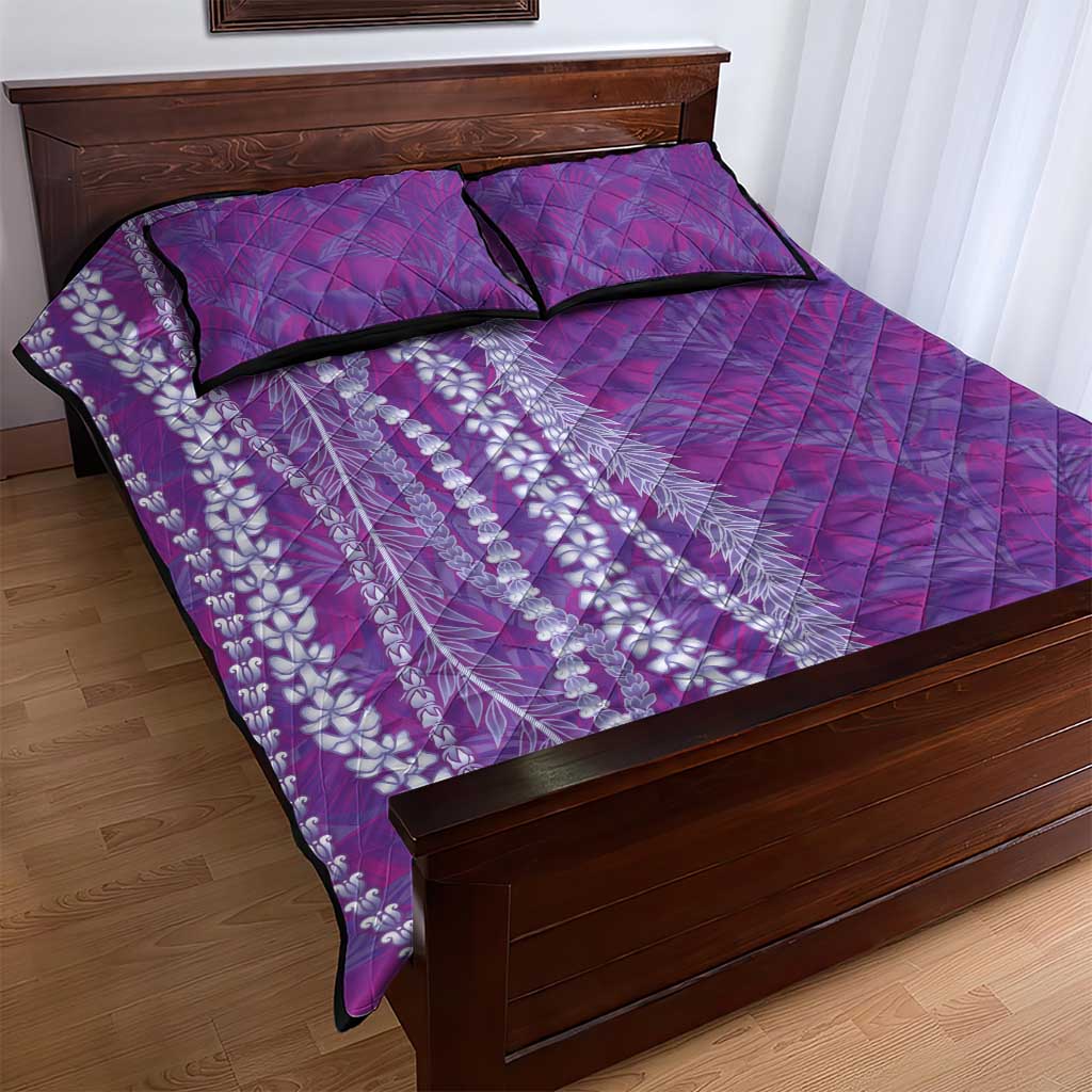 Hawaii Prince Kuhio Quilt Bed Set Violet Hawaiian Lau Maia With Leis