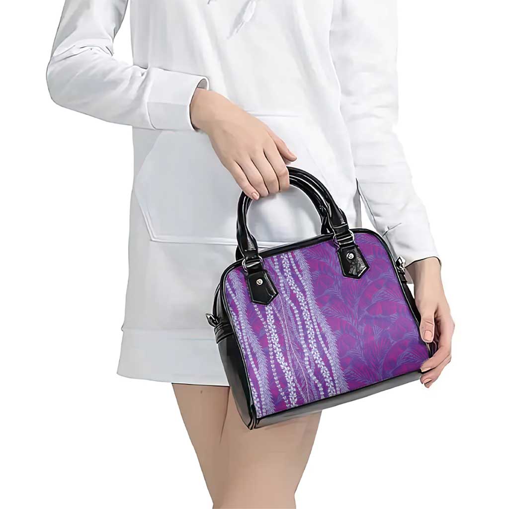 Hawaii Prince Kuhio Shoulder Handbag Violet Hawaiian Lau Maia With Leis