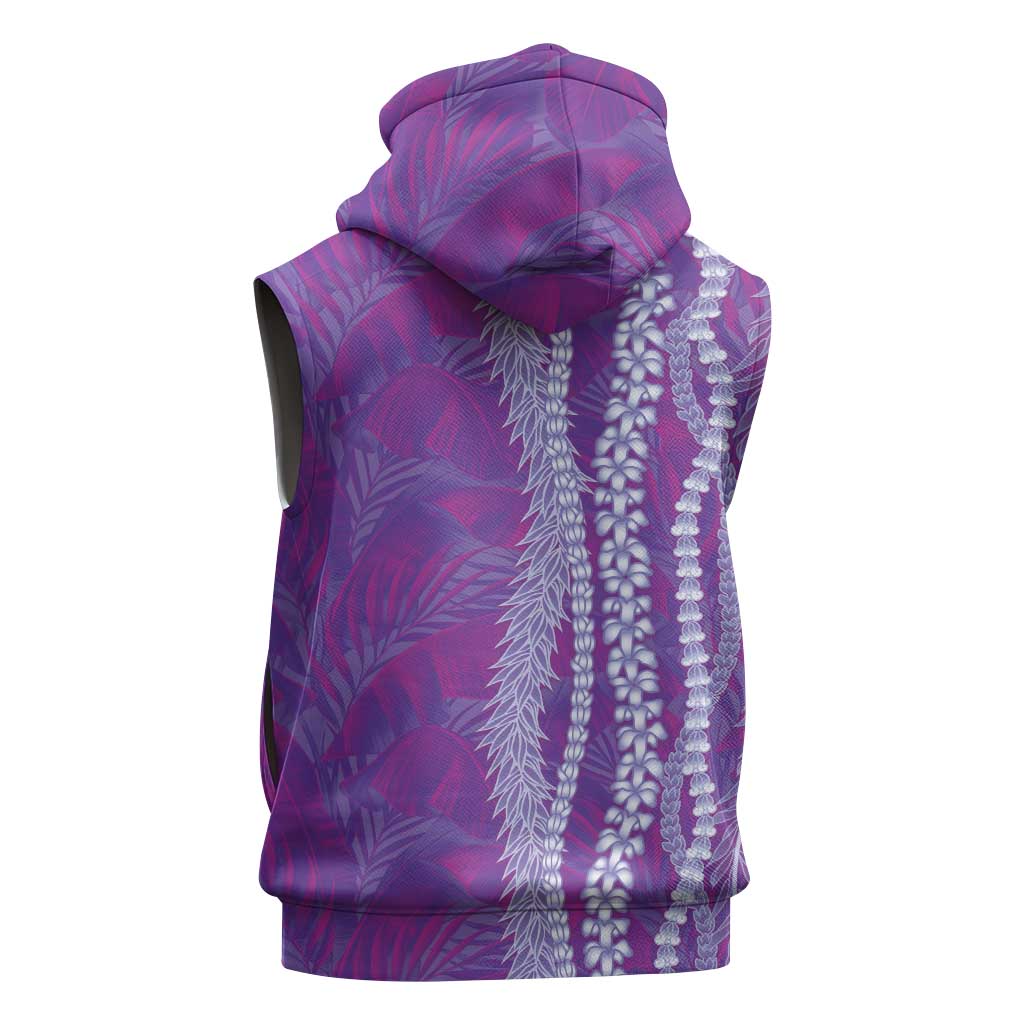 Hawaii Prince Kuhio Sleeveless Hoodie Violet Hawaiian Lau Maia With Leis