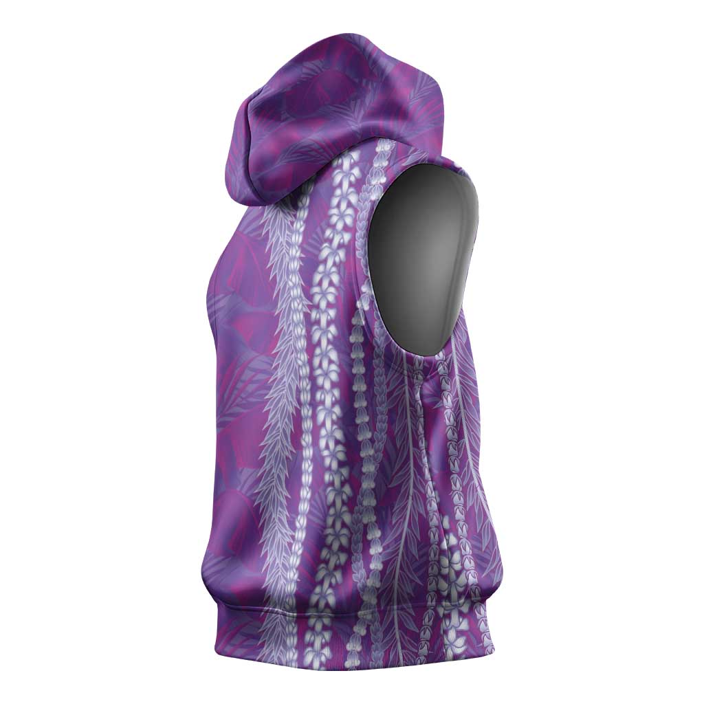 Hawaii Prince Kuhio Sleeveless Hoodie Violet Hawaiian Lau Maia With Leis