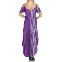 Hawaii Prince Kuhio Summer Maxi Dress Violet Hawaiian Lau Maia With Leis