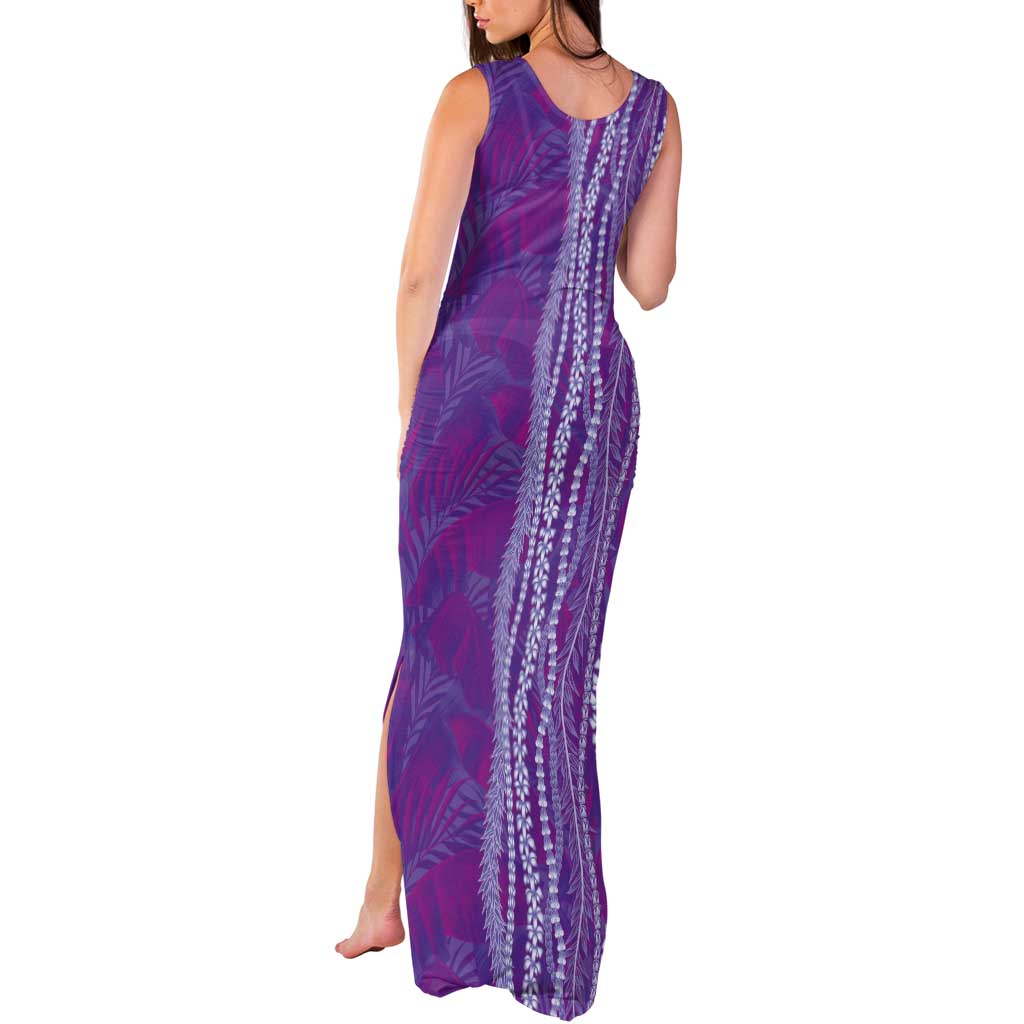Hawaii Prince Kuhio Tank Maxi Dress Violet Hawaiian Lau Maia With Leis