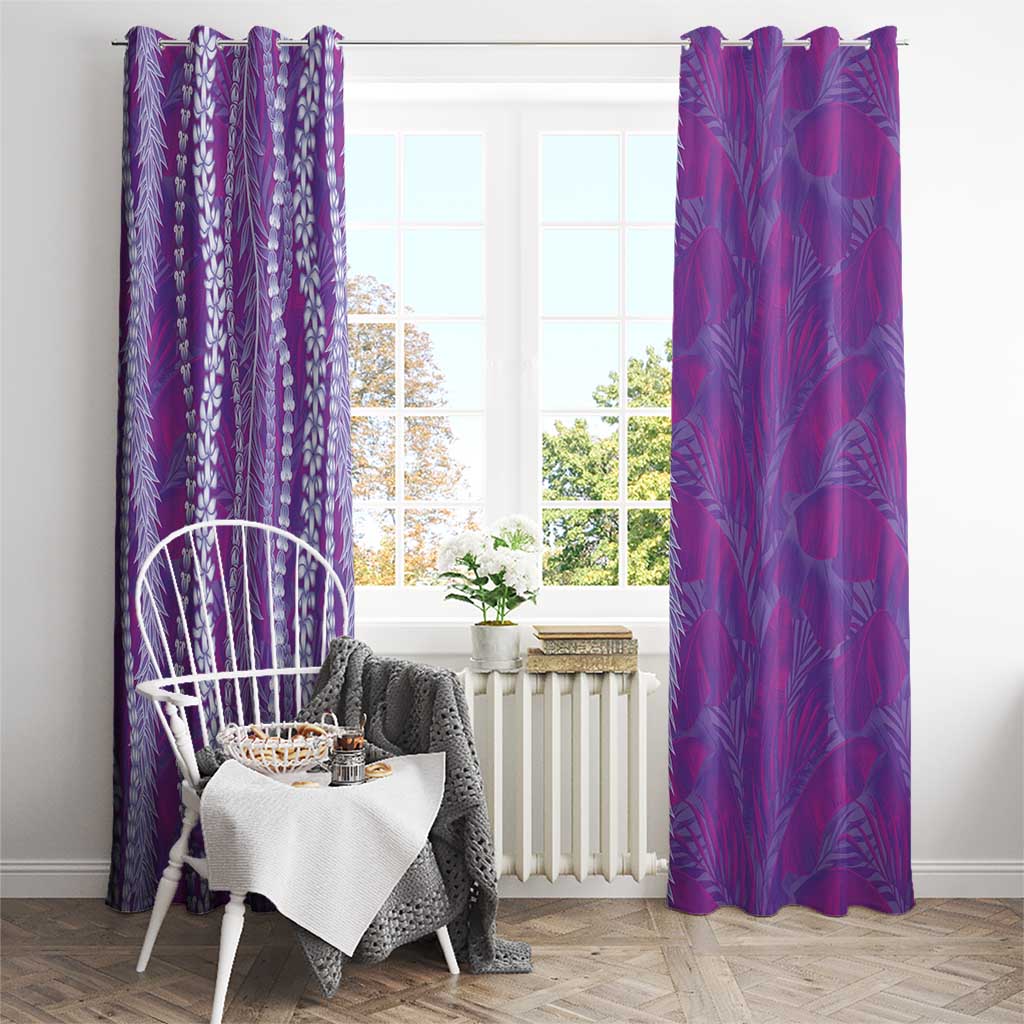 Hawaii Prince Kuhio Window Curtain Violet Hawaiian Lau Maia With Leis