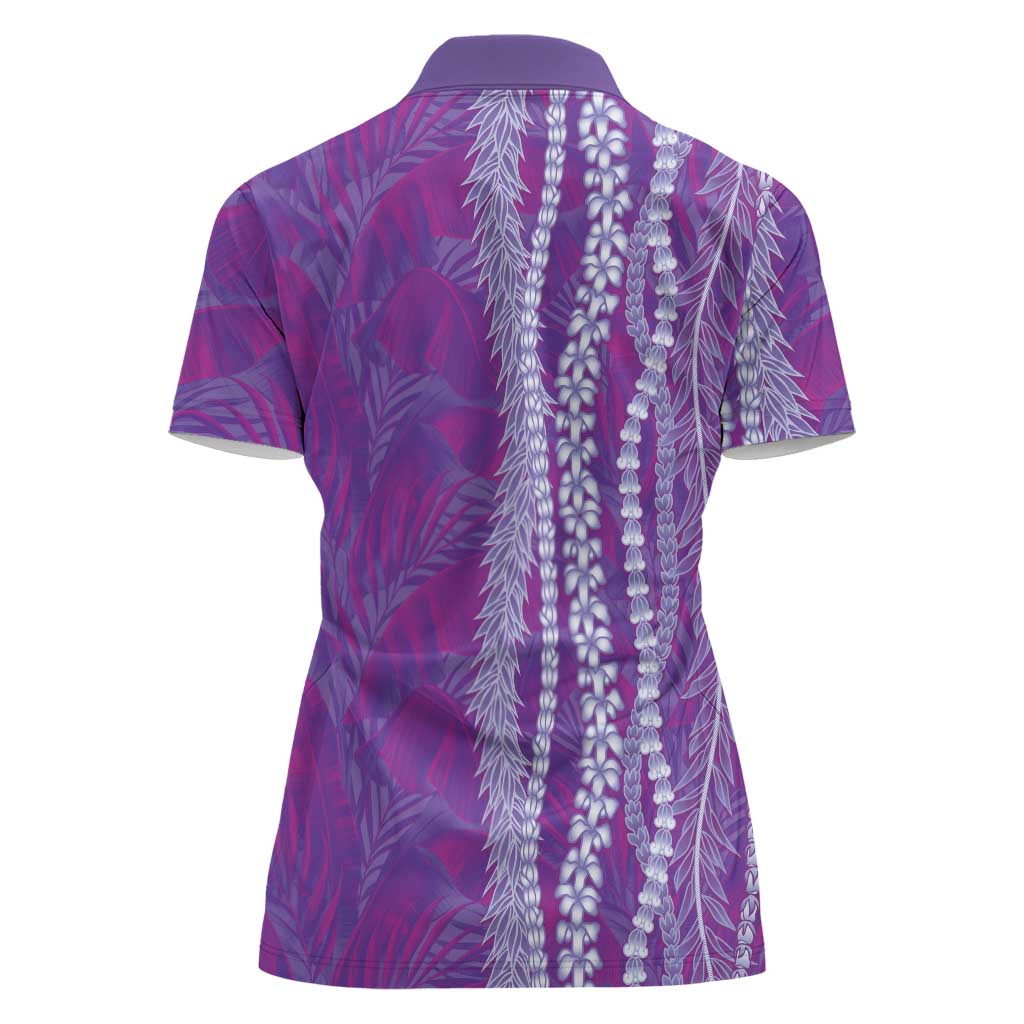 Hawaii Prince Kuhio Women Polo Shirt Violet Hawaiian Lau Maia With Leis