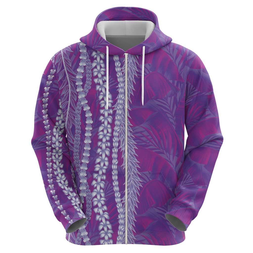 Hawaii Prince Kuhio Zip Hoodie Violet Hawaiian Lau Maia With Leis