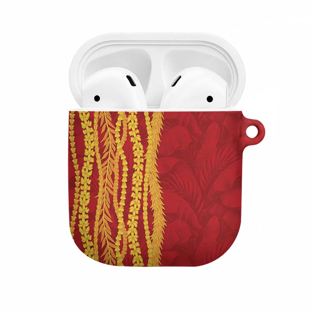 Hawaii Prince Kuhio AirPods Case Red Hawaiian Lau Maia With Leis