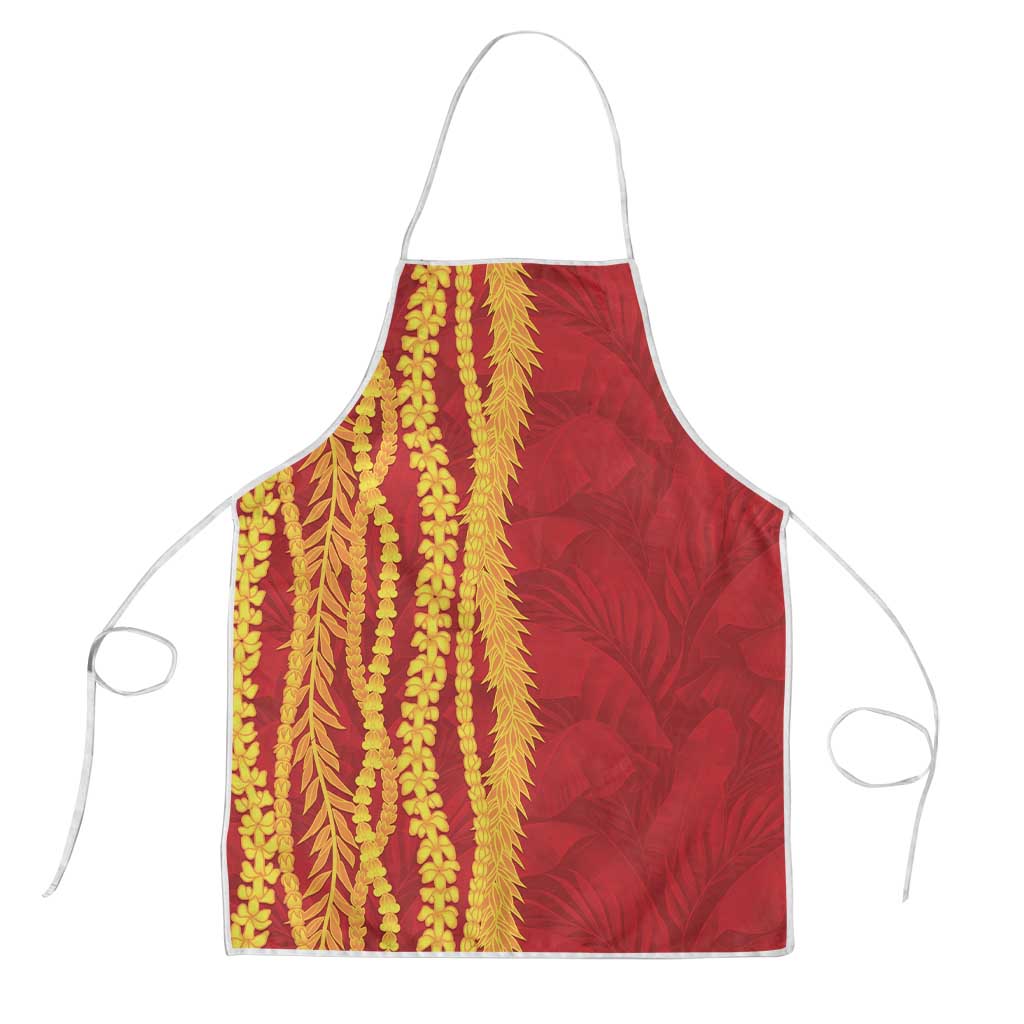 Hawaii Prince Kuhio Apron Red Hawaiian Lau Maia With Leis