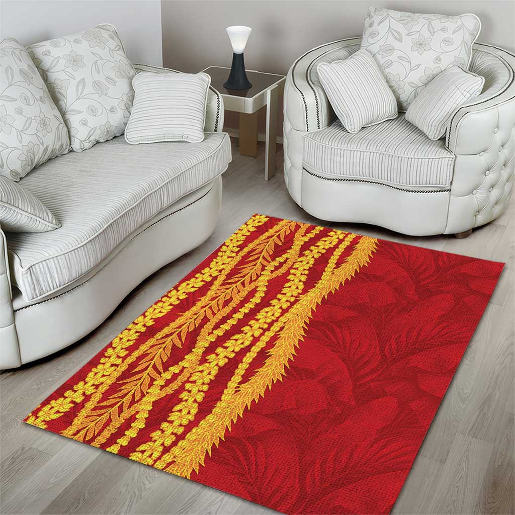Hawaii Prince Kuhio Area Rug Red Hawaiian Lau Maia With Leis
