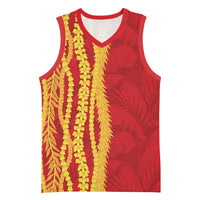 Hawaii Prince Kuhio Basketball Jersey Red Hawaiian Lau Maia With Leis