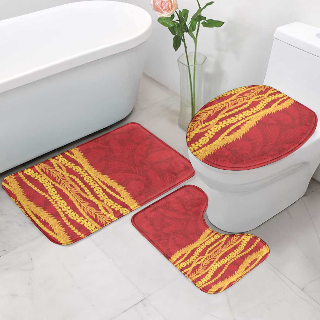 Hawaii Prince Kuhio Bathroom Set Red Hawaiian Lau Maia With Leis
