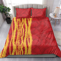 Hawaii Prince Kuhio Bedding Set Red Hawaiian Lau Maia With Leis