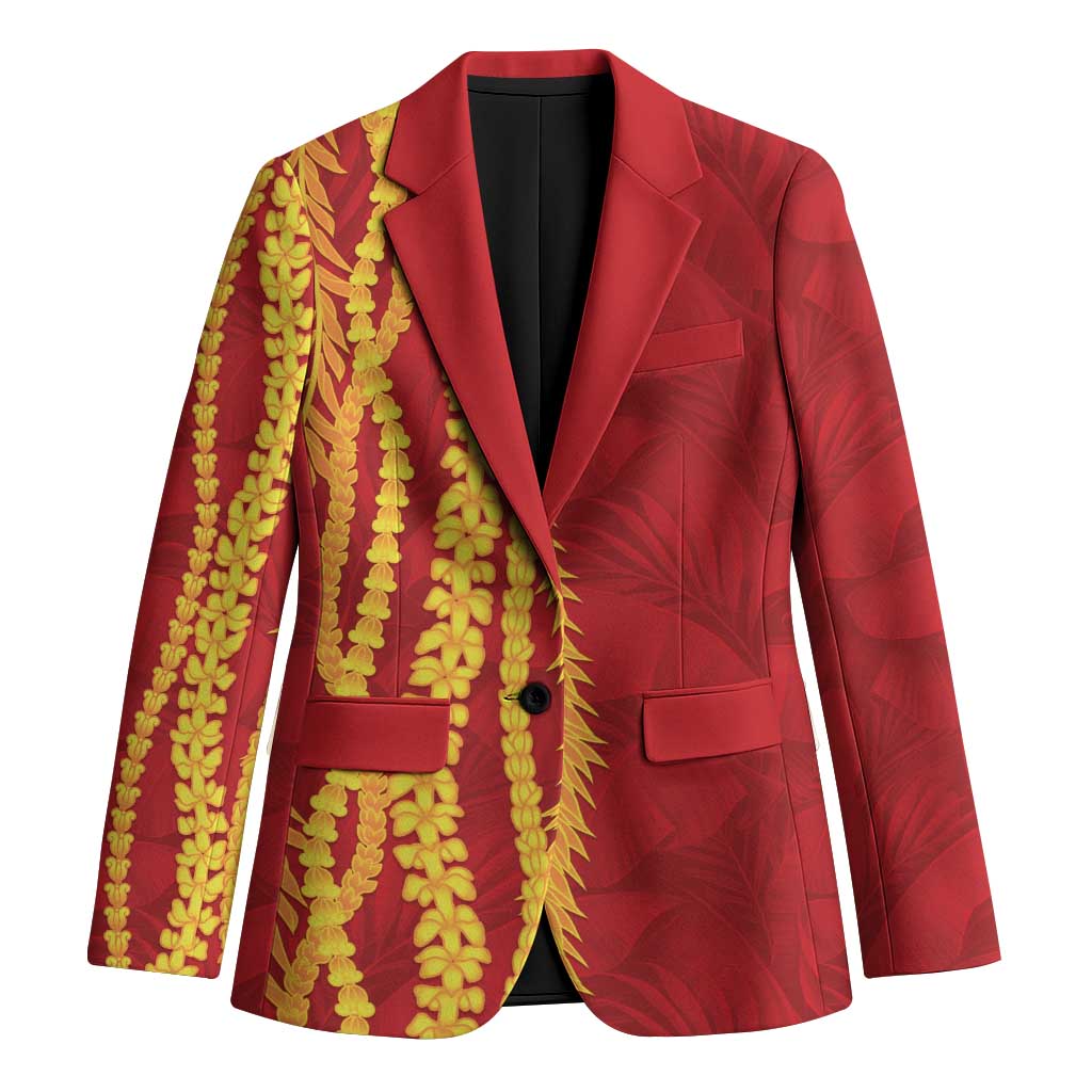 Hawaii Prince Kuhio Blazer Red Hawaiian Lau Maia With Leis