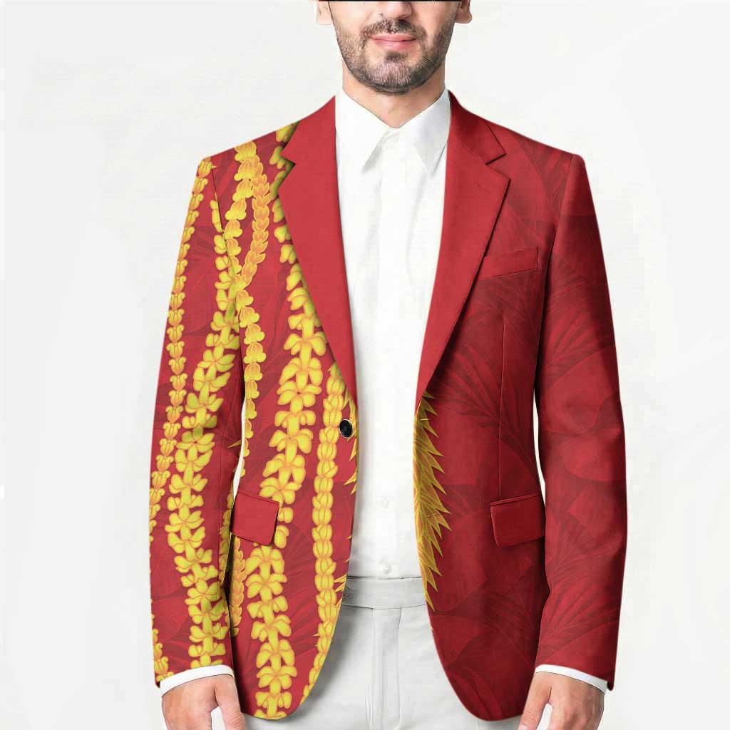 Hawaii Prince Kuhio Blazer Red Hawaiian Lau Maia With Leis