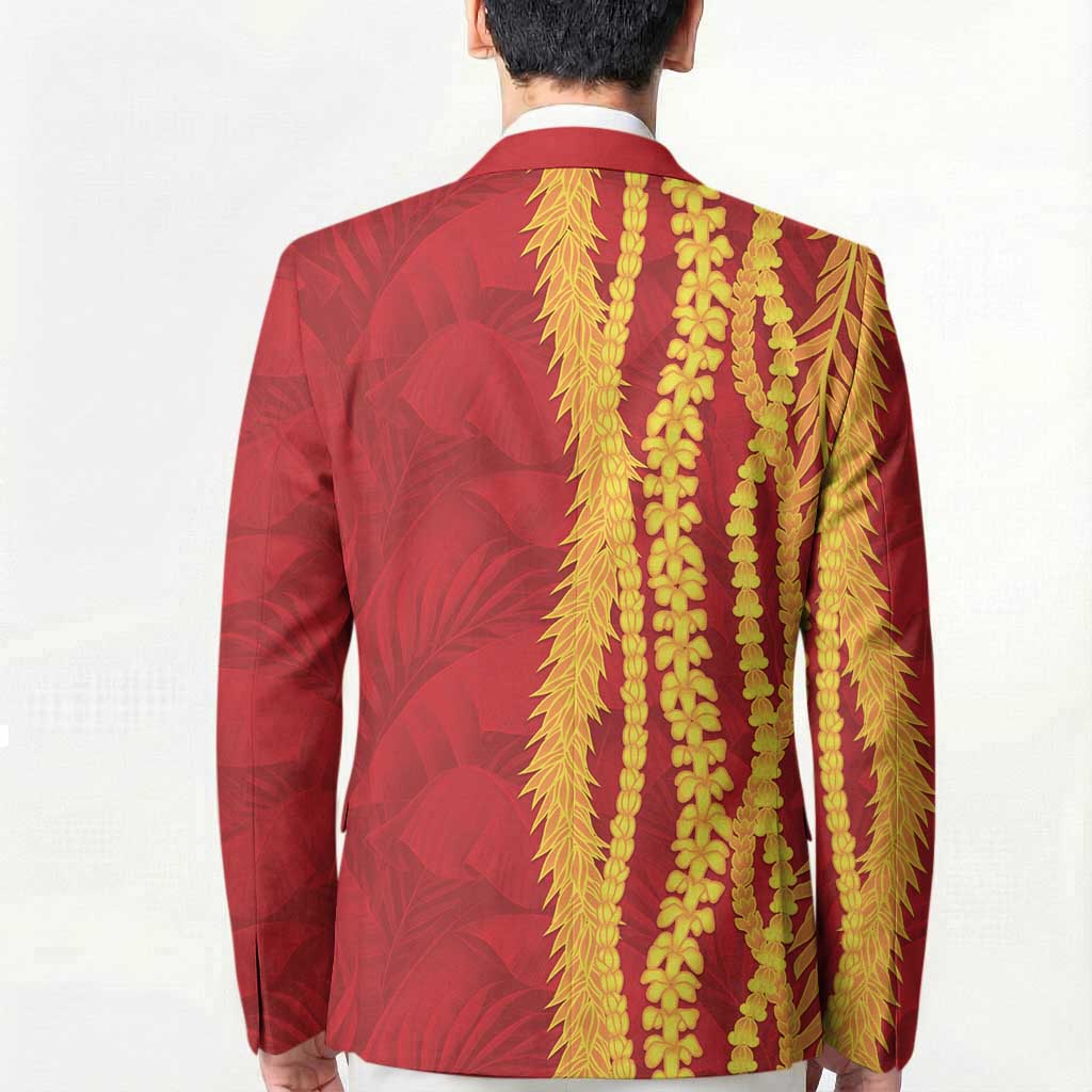 Hawaii Prince Kuhio Blazer Red Hawaiian Lau Maia With Leis